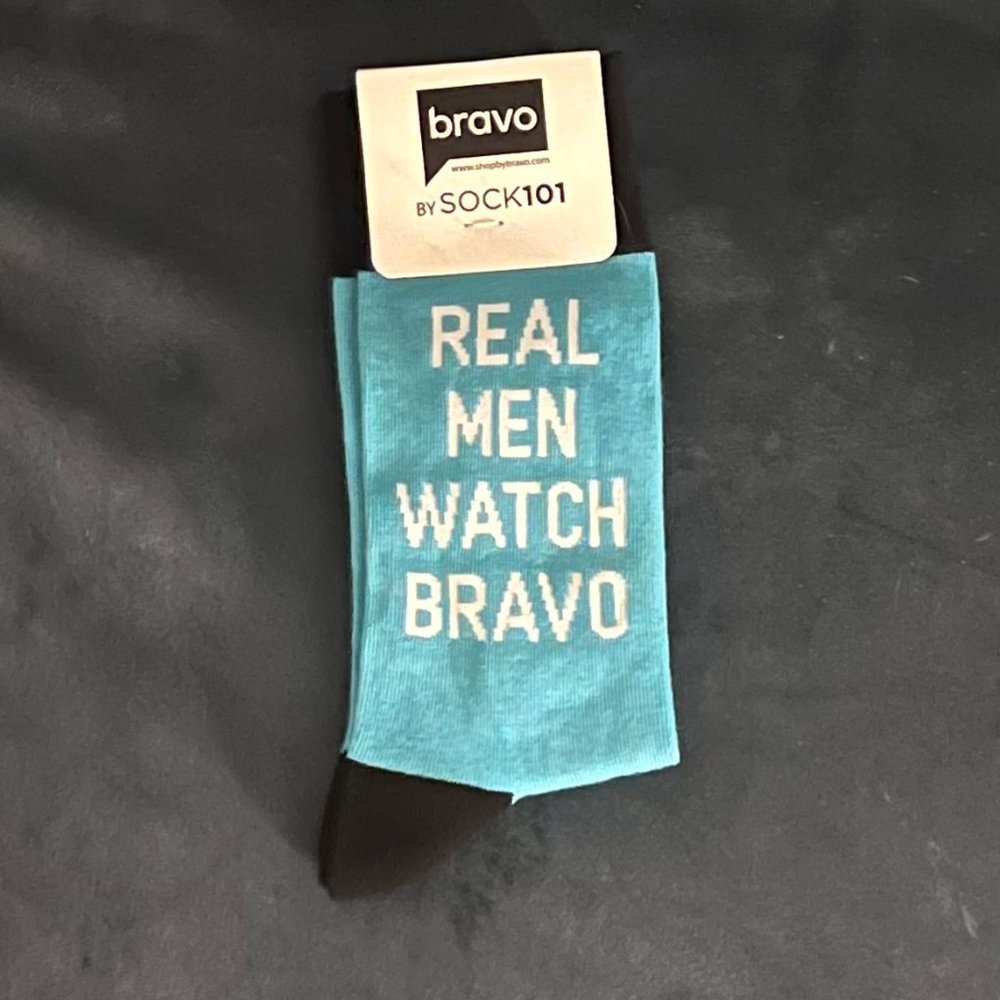 "Real Men Watch Bravo" Custom Knit Socks (NWT)